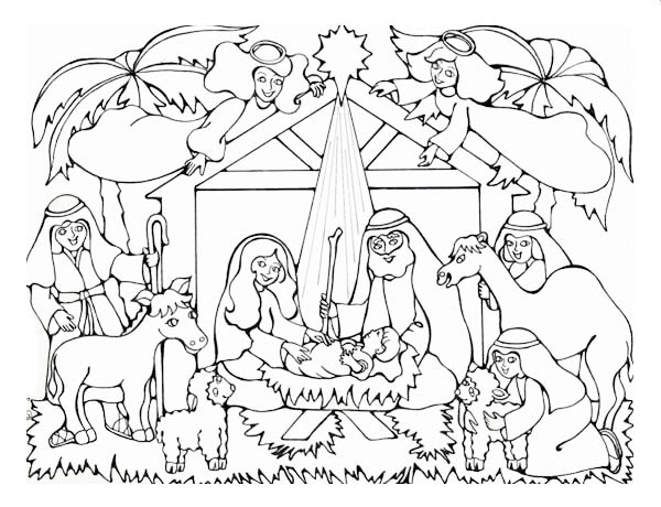 Nativity Scene Coloring Pages At Getcolorings Free Printable 600x460 Insider Nativity Coloring Pages Born Of The King Jews In Page