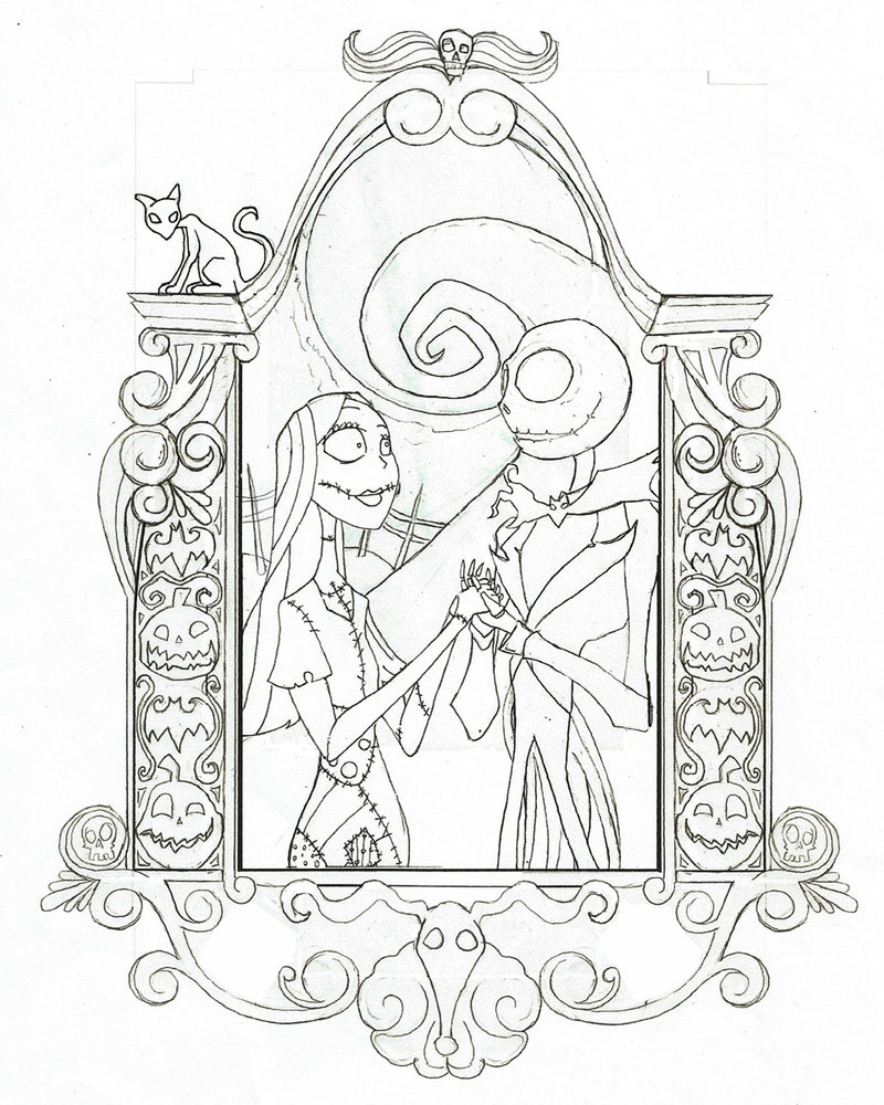 Nightmare Before Christmas Jack And Sally Coloring Pages at