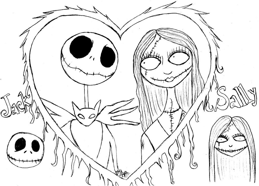 Nightmare Before Christmas Jack And Sally Coloring Pages at
