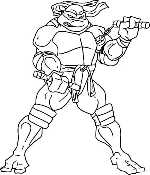 Ninja Turtles Coloring Pages Michelangelo At Getcolorings Free