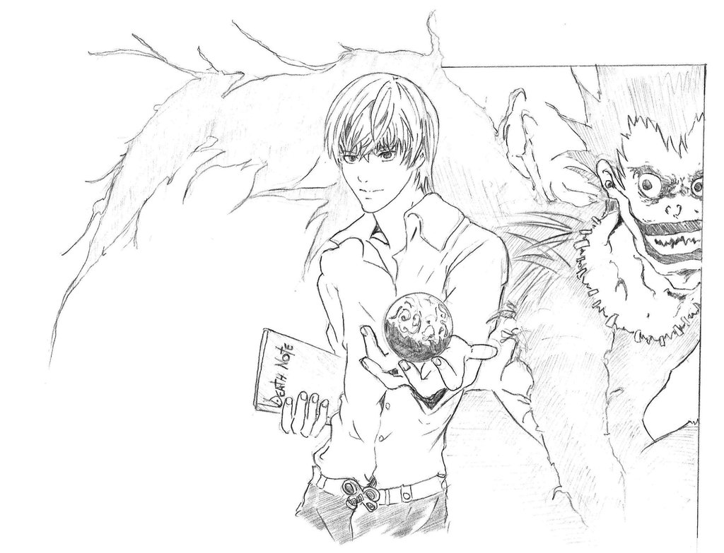 note coloring death light anime getcolorings yagami printable