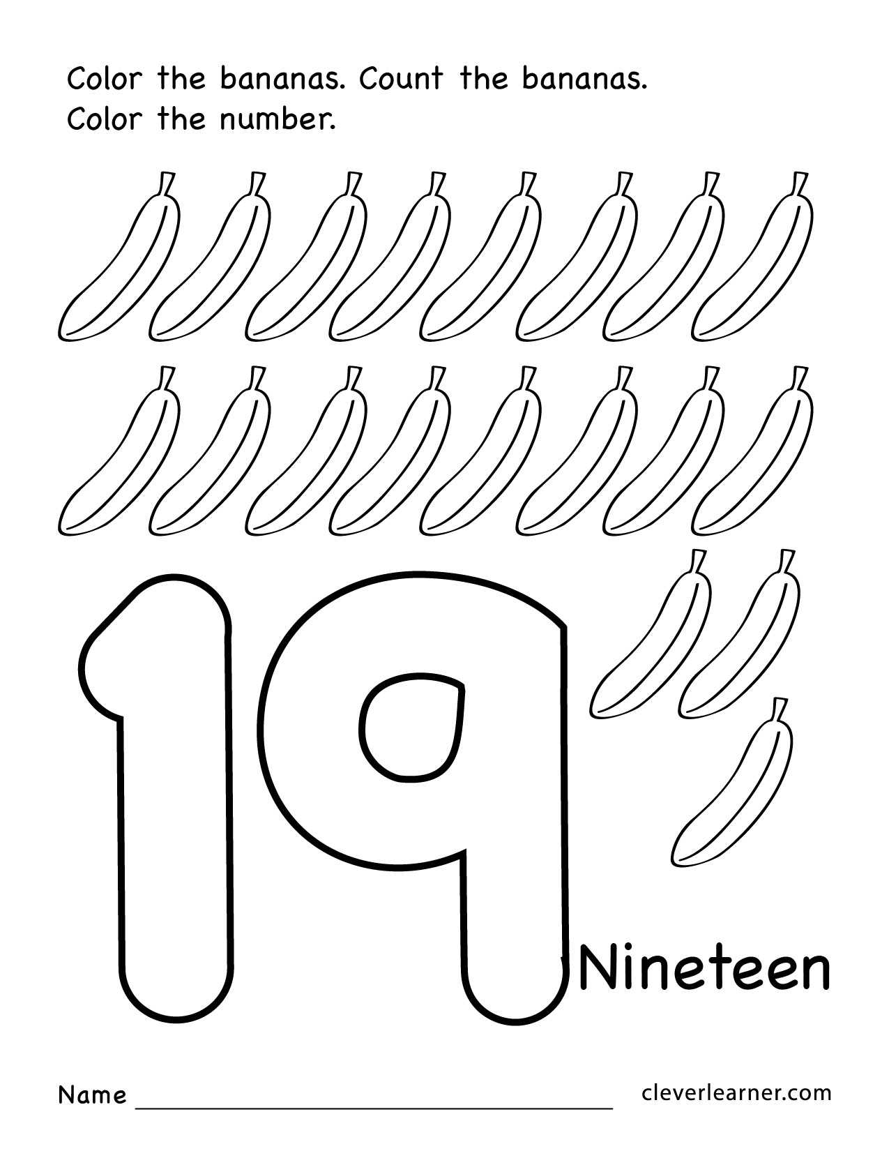 Number 19 Coloring Page at Free printable colorings