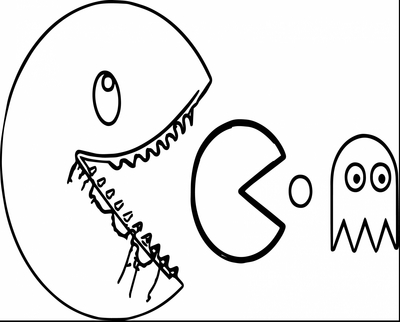 pac man logo coloring pages