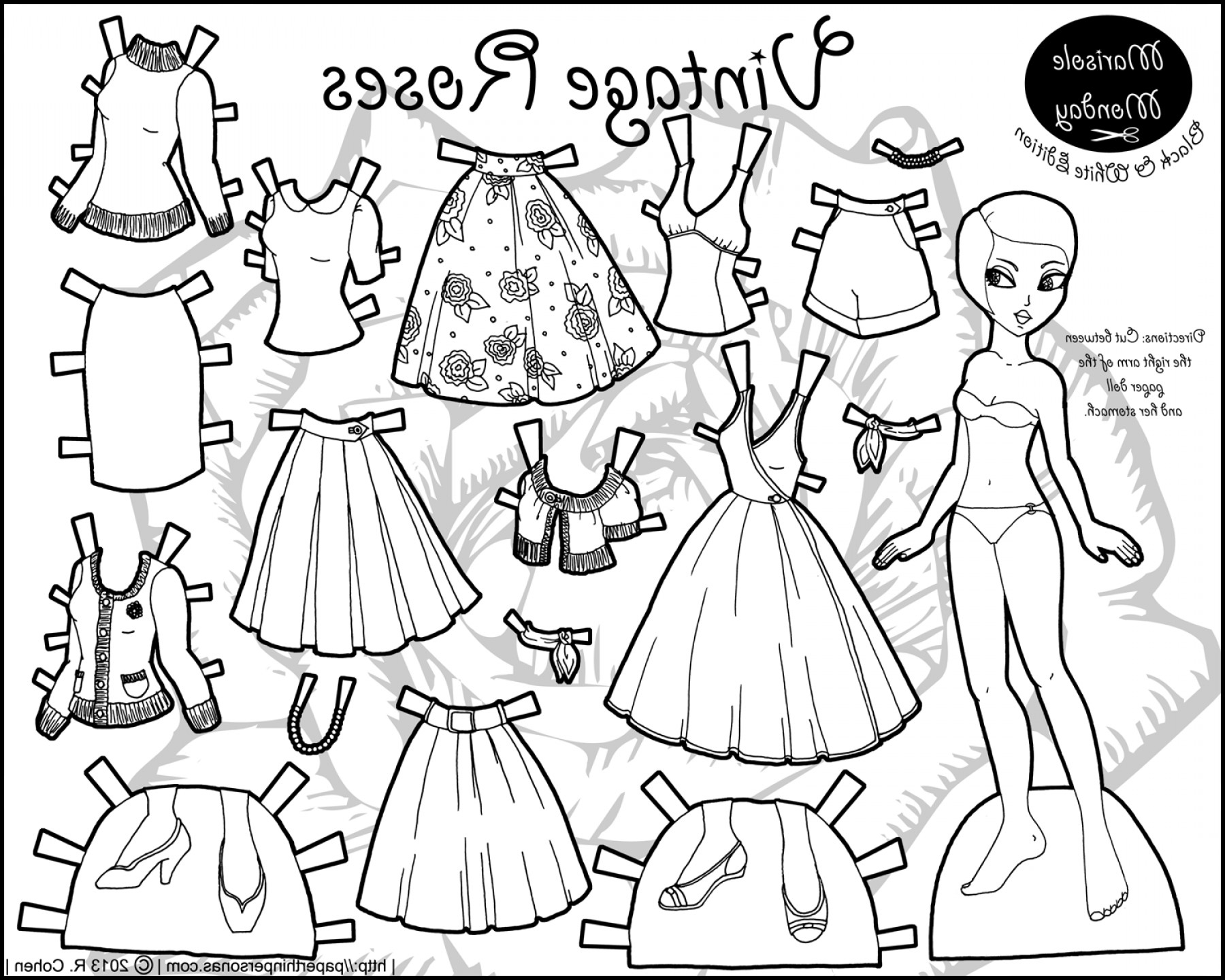 Paper Doll Coloring Pages at Free printable