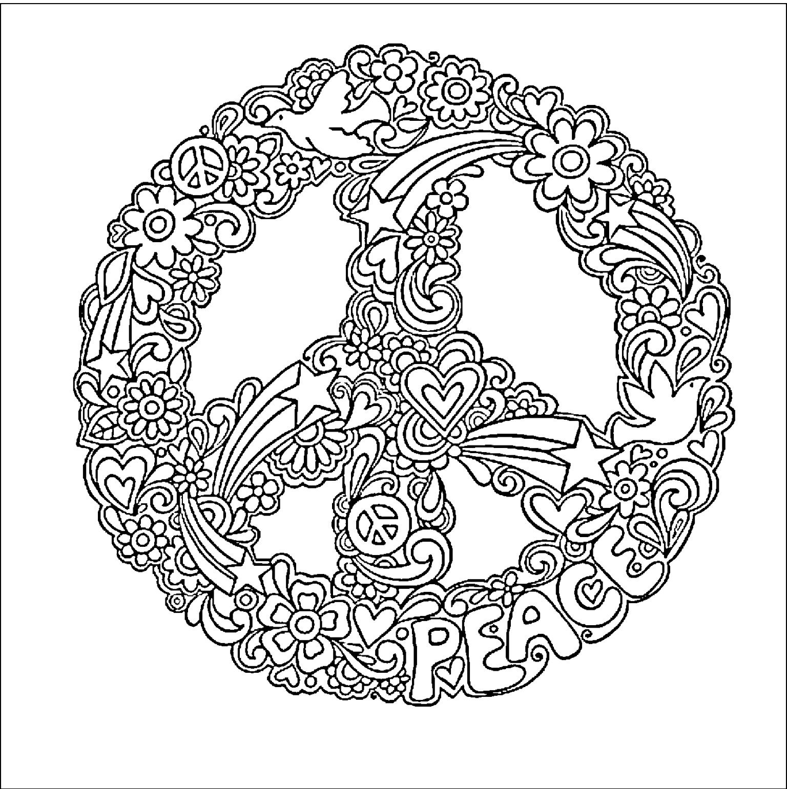 Peace Sign Coloring Pages For Adults at GetColorings.com ...