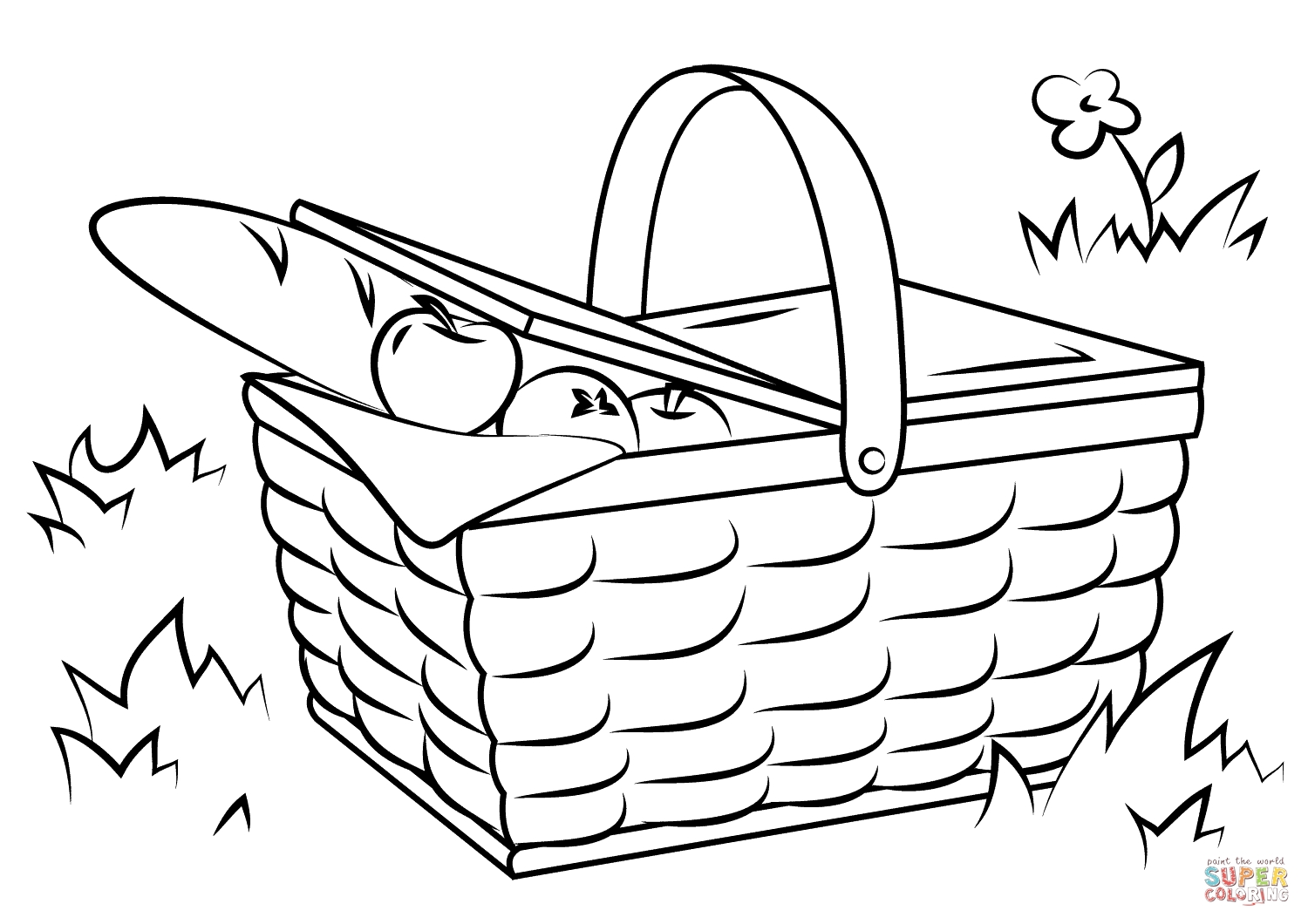 Picnic Basket Coloring Page at Free printable