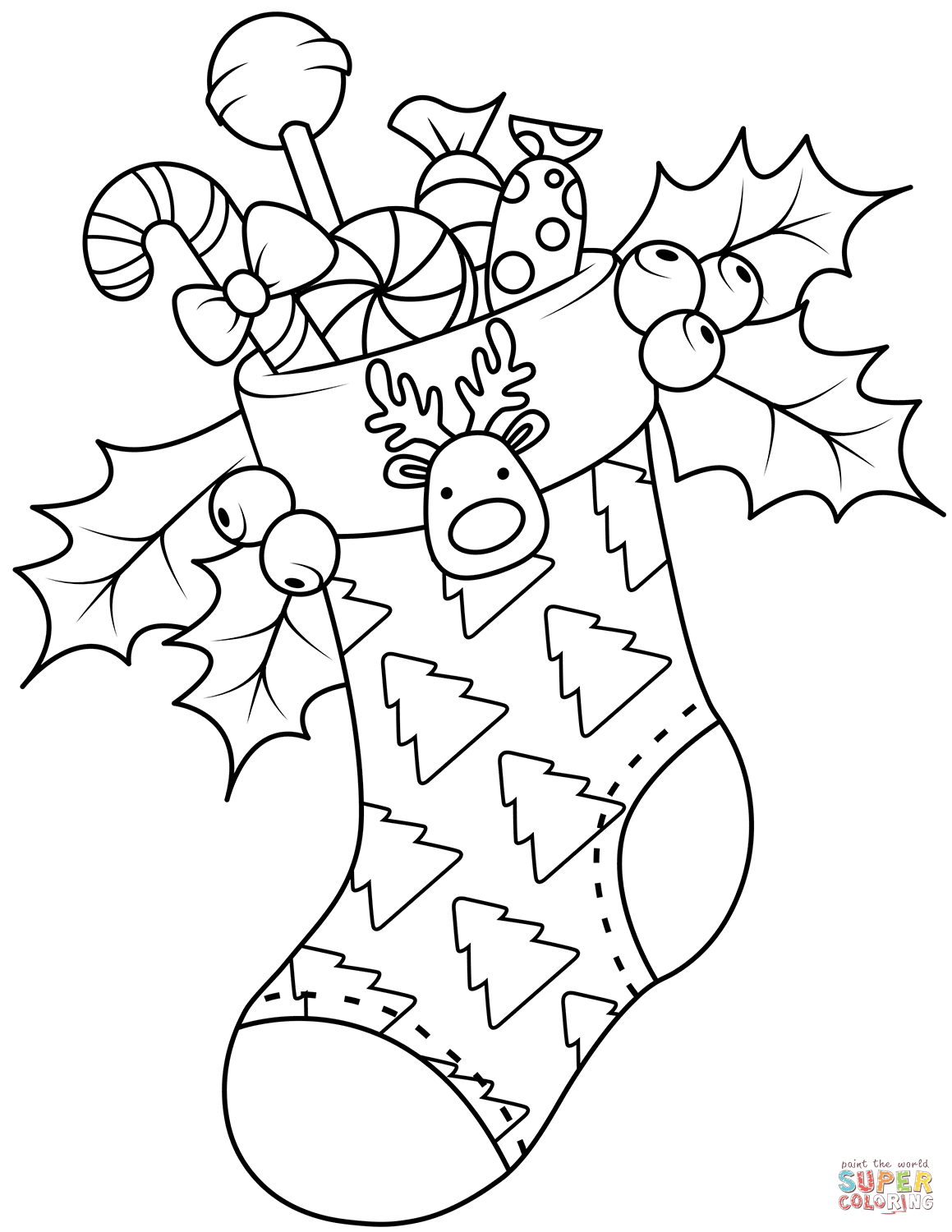stocking coloring pictures Stocking christmas coloring pages mouse kids clipart little tiny printable hidding boot print stockings drawing clip color pinclipart candy cane