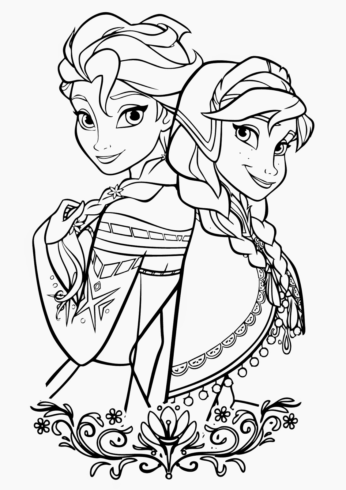 Princess Elsa And Anna Coloring Pages at Free
