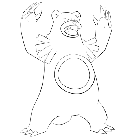 460x480 Ursaring Coloring Page LineArtGeneration II Pokemon Pinterest