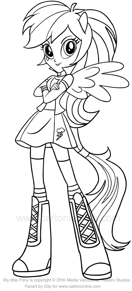 Rainbow Dash Equestria Girl Coloring Page at GetColorings.com | Free