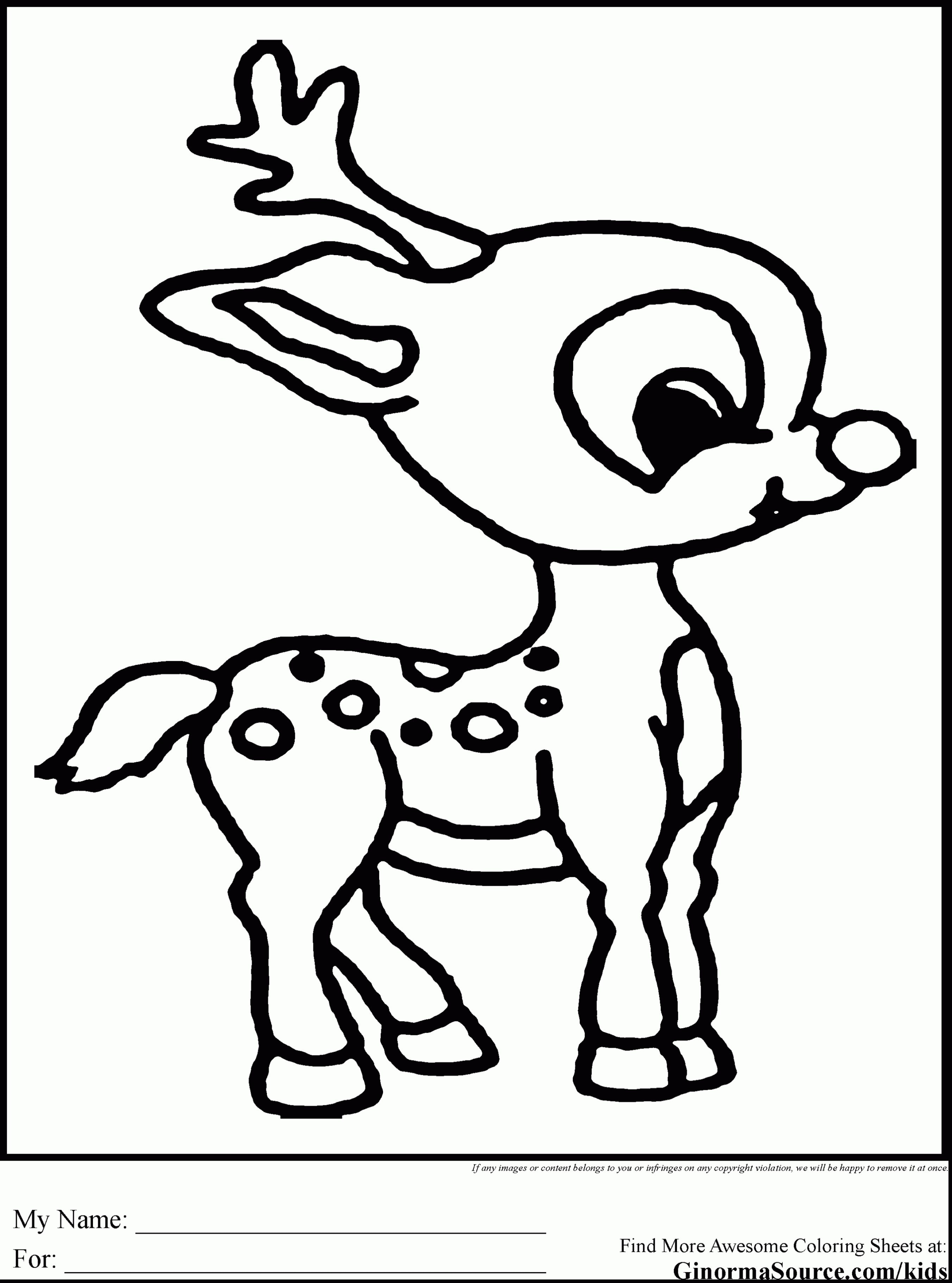 Reindeer Cartoon Coloring Pages at Free printable