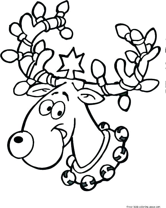 Reindeer Head Coloring Pages Printable at