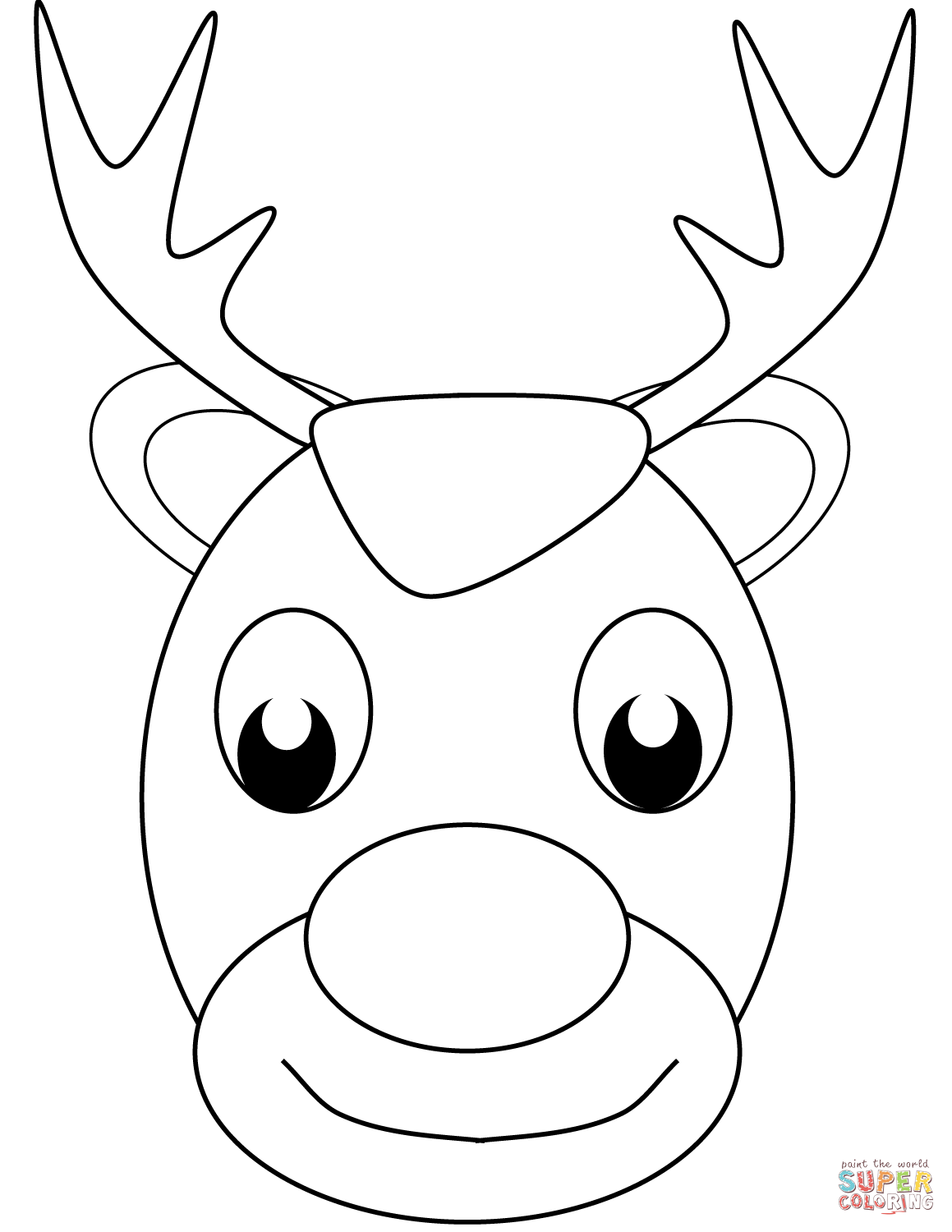 Reindeer Head Coloring Pages Printable at Free