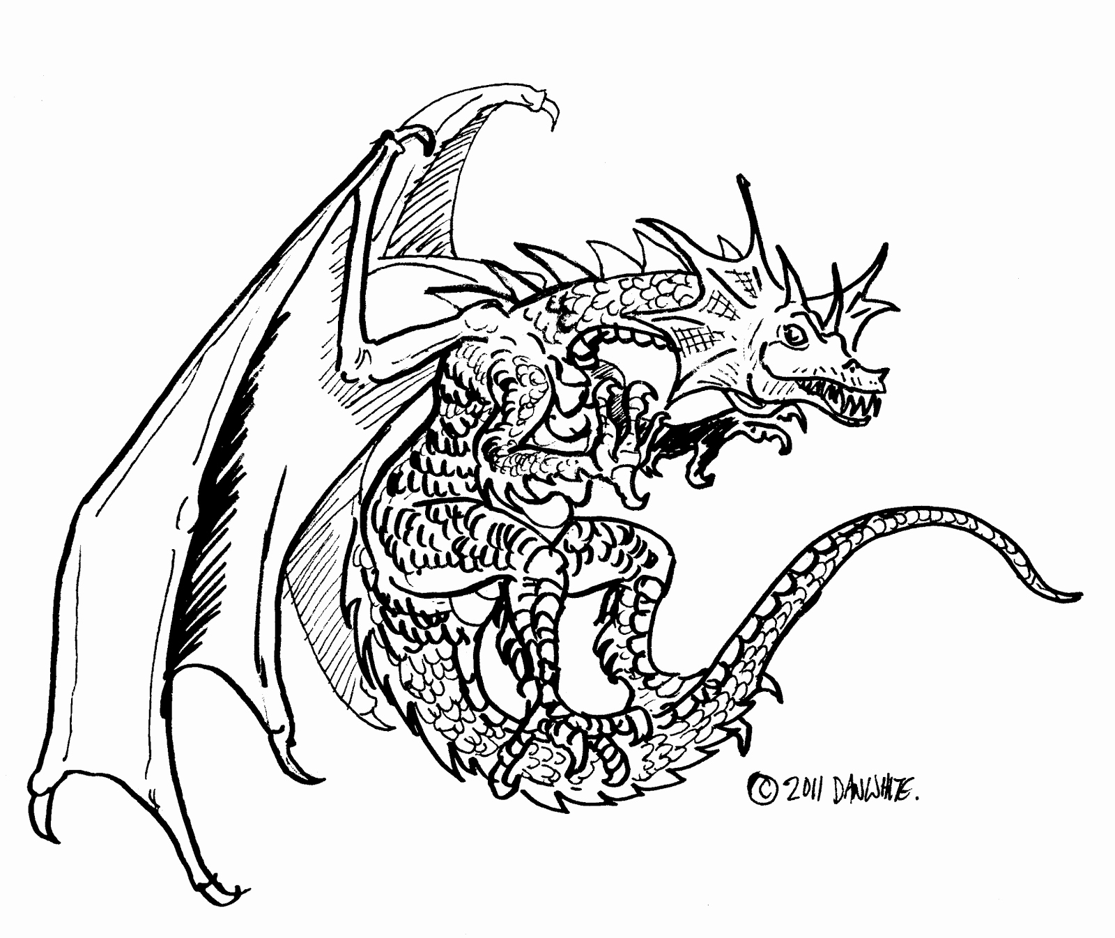 Раскраска дракон страшный