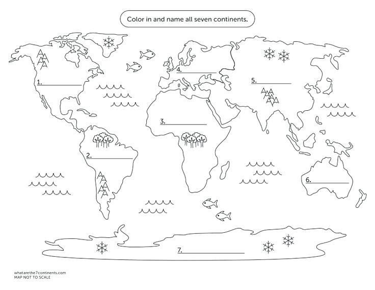Seven Continents Coloring Page at Free printable