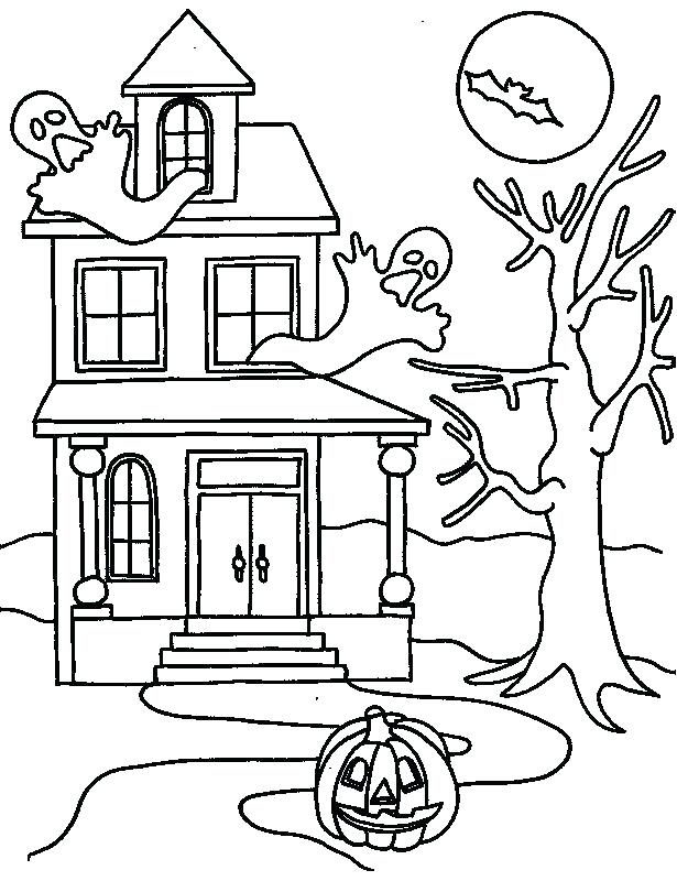 Simple Haunted House Coloring Pages at GetColorings.com | Free