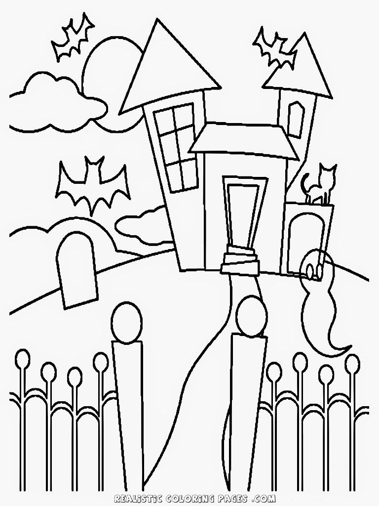Simple Haunted House Coloring Pages at GetColorings.com | Free