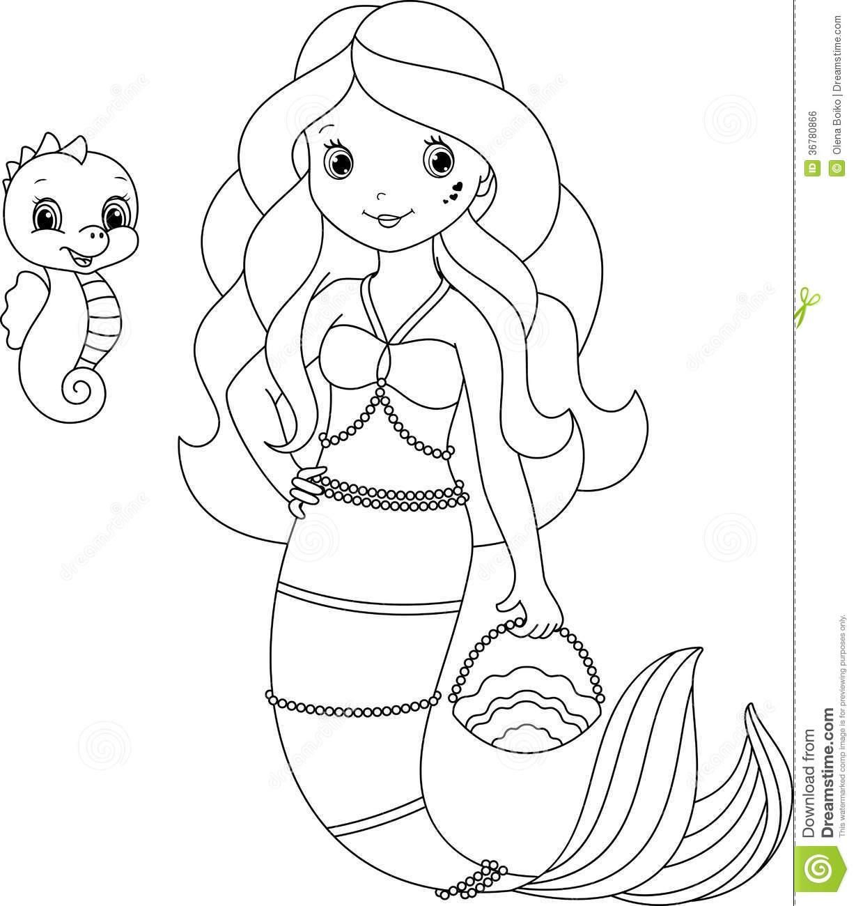 Simple Mermaid Coloring Pages at GetColorings.com | Free printable