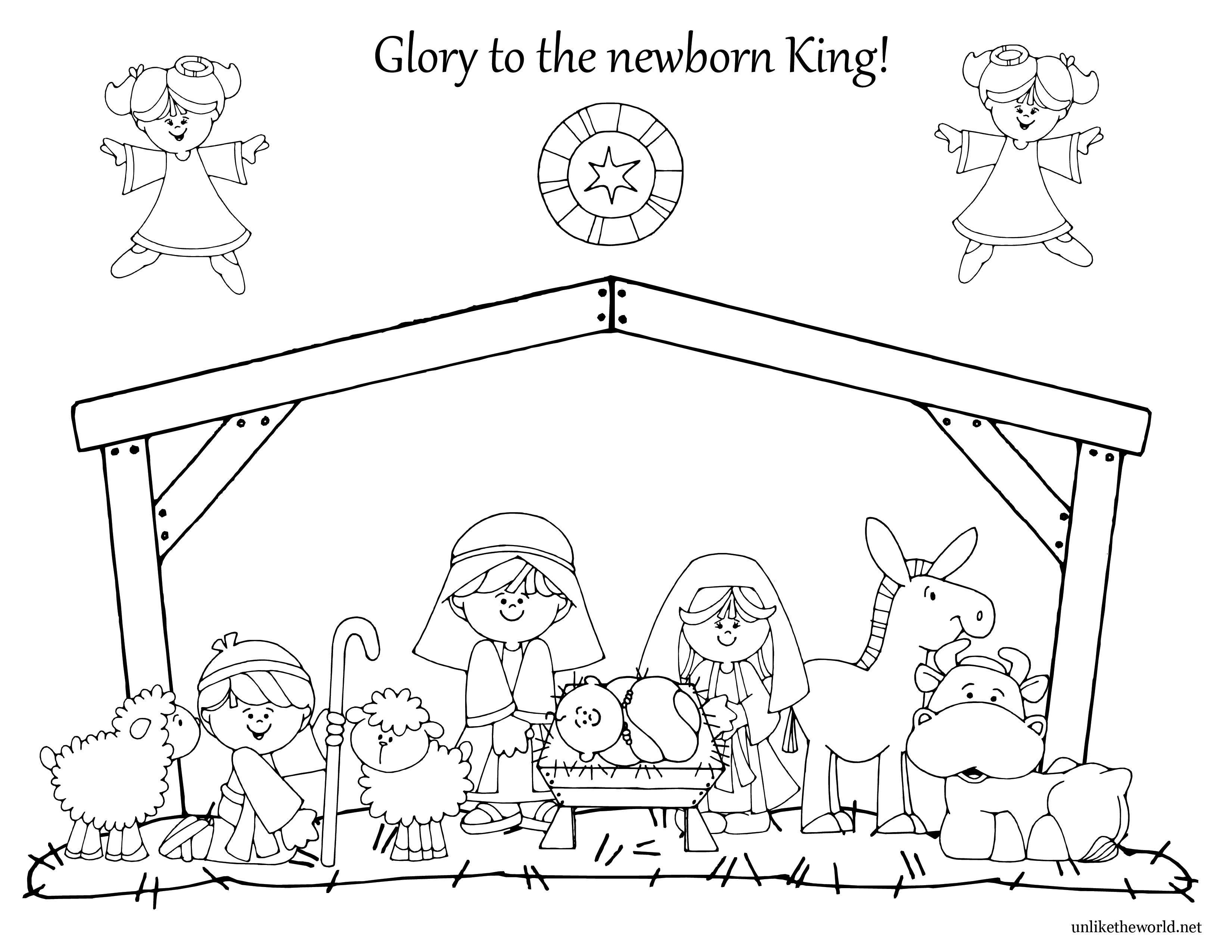 Simple Nativity Scene Coloring Pages at GetColorings.com | Free