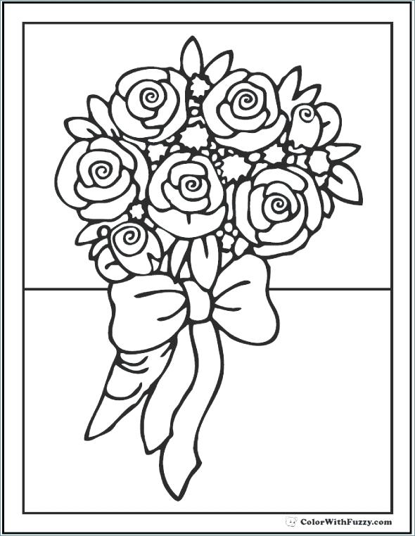 Simple Rose Coloring Pages at Free
