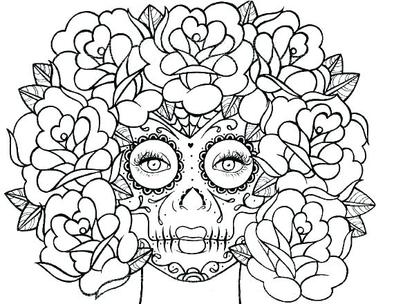 Skull And Roses Coloring Pages at Free