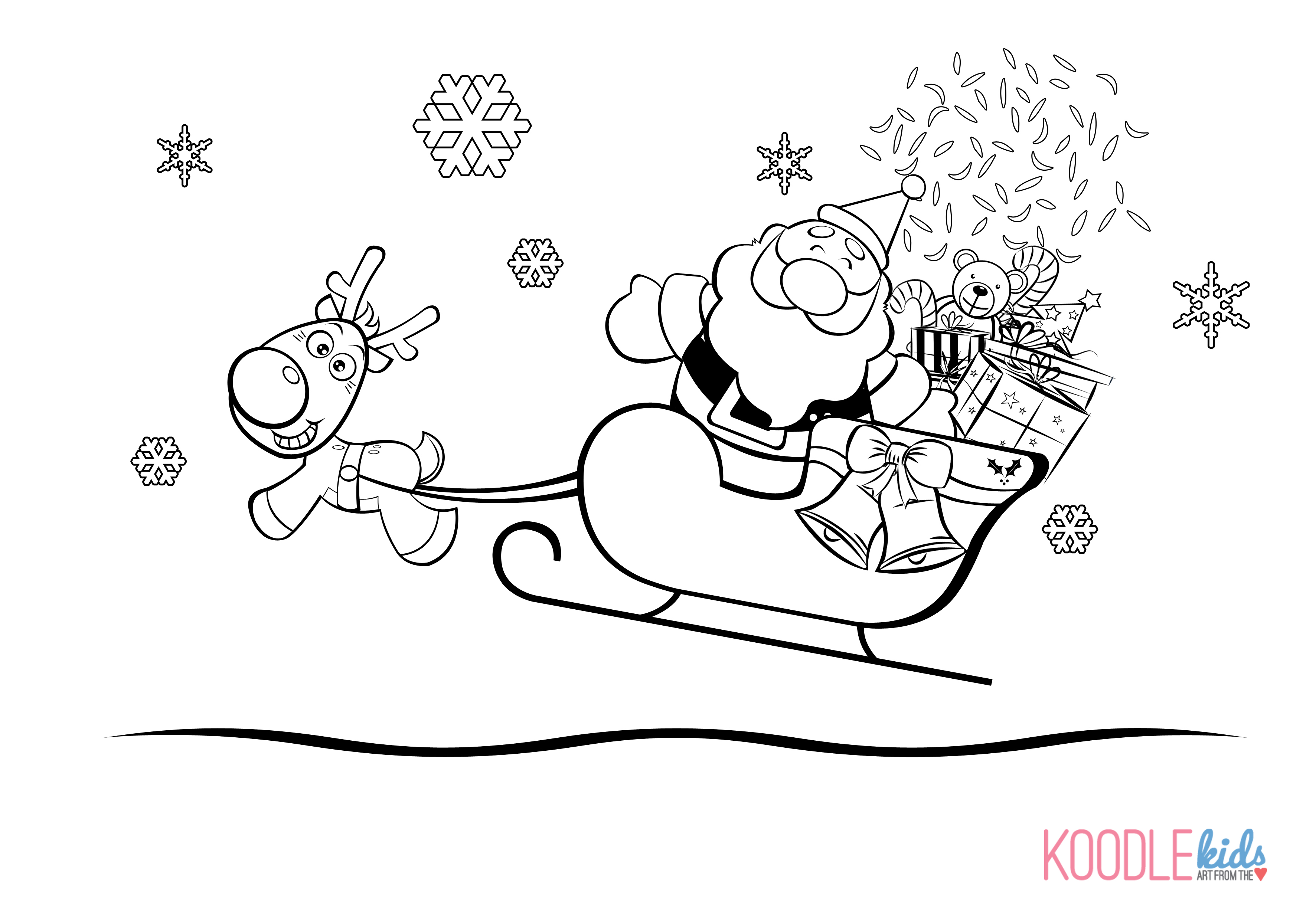Sleigh And Reindeer Coloring Pages at GetColorings.com | Free printable