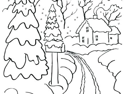 Snow Scene Coloring Page at GetColorings.com | Free printable colorings