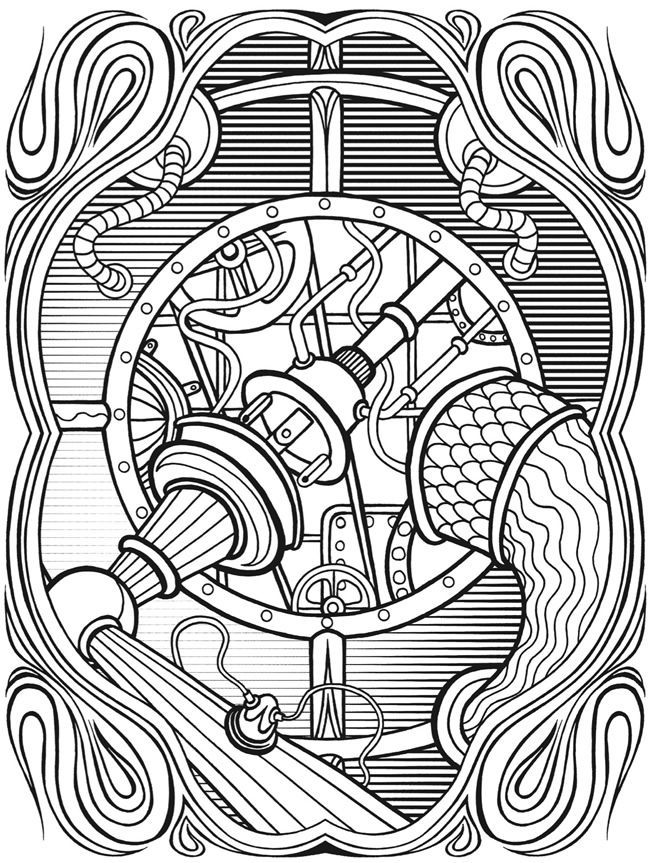 Steampunk Coloring Pages For Adults at Free