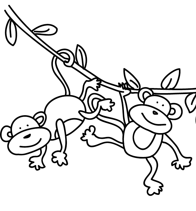 Swinging Monkey Coloring Page At Free Printable