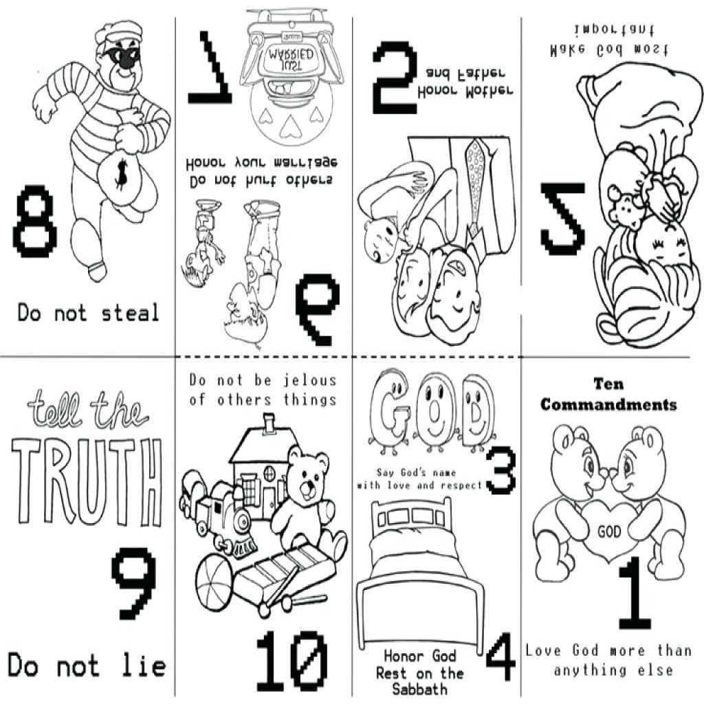 Coloring page of Ten Commandments for preschoolers