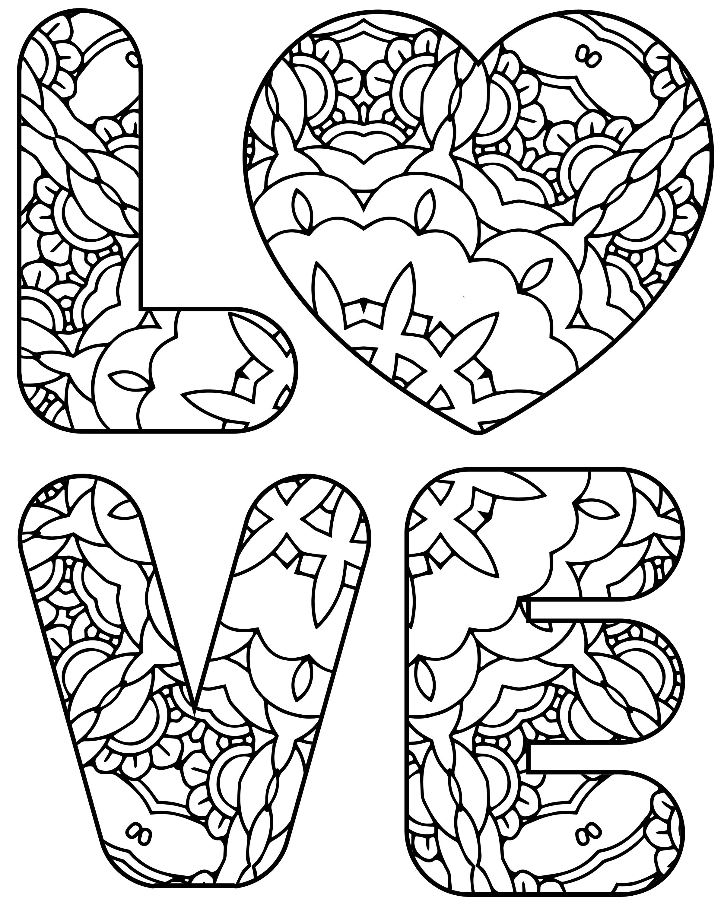 The Word Love Coloring Pages at Free printable
