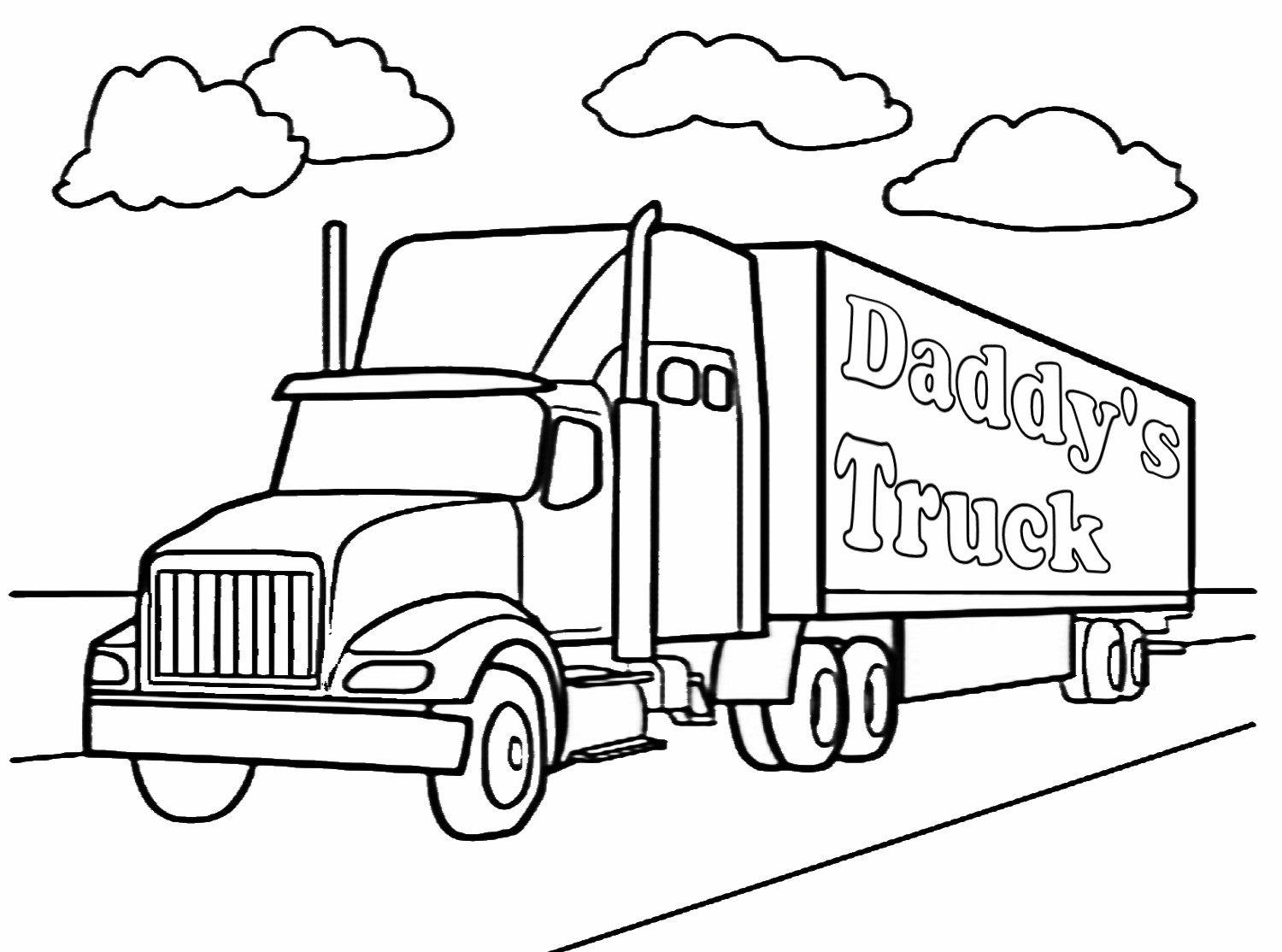 Simple Tractor Trailer Coloring Page with simple drawing