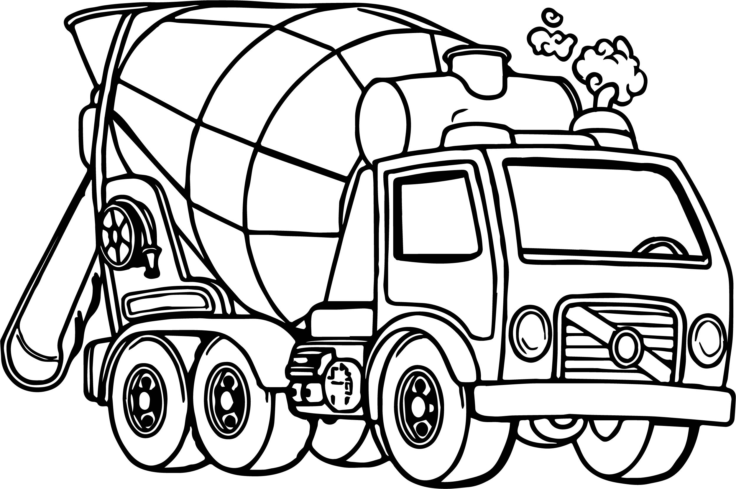 506 Unicorn Cement Mixer Coloring Page for Kindergarten