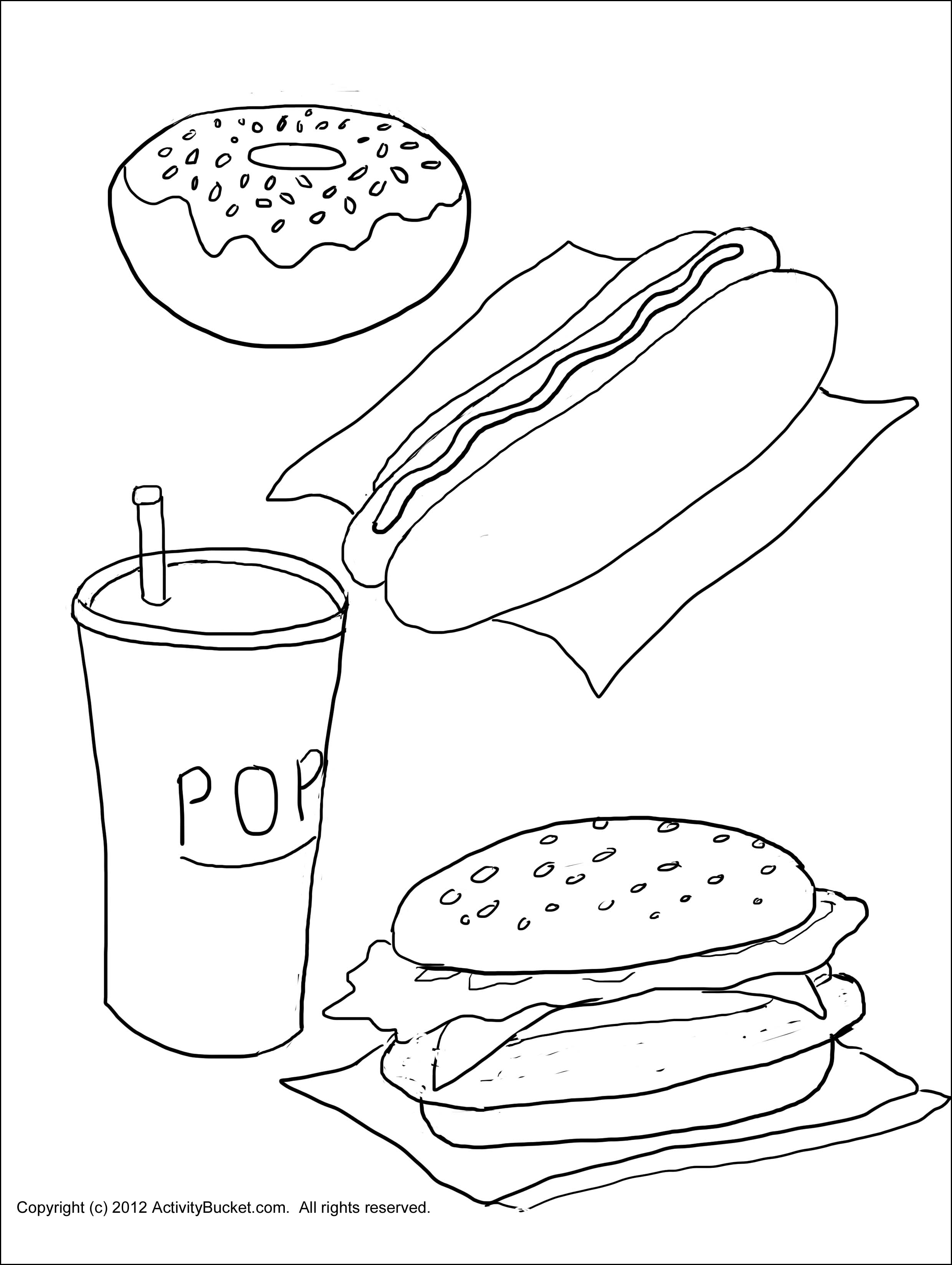 Unhealthy Food Coloring Pages at Free printable