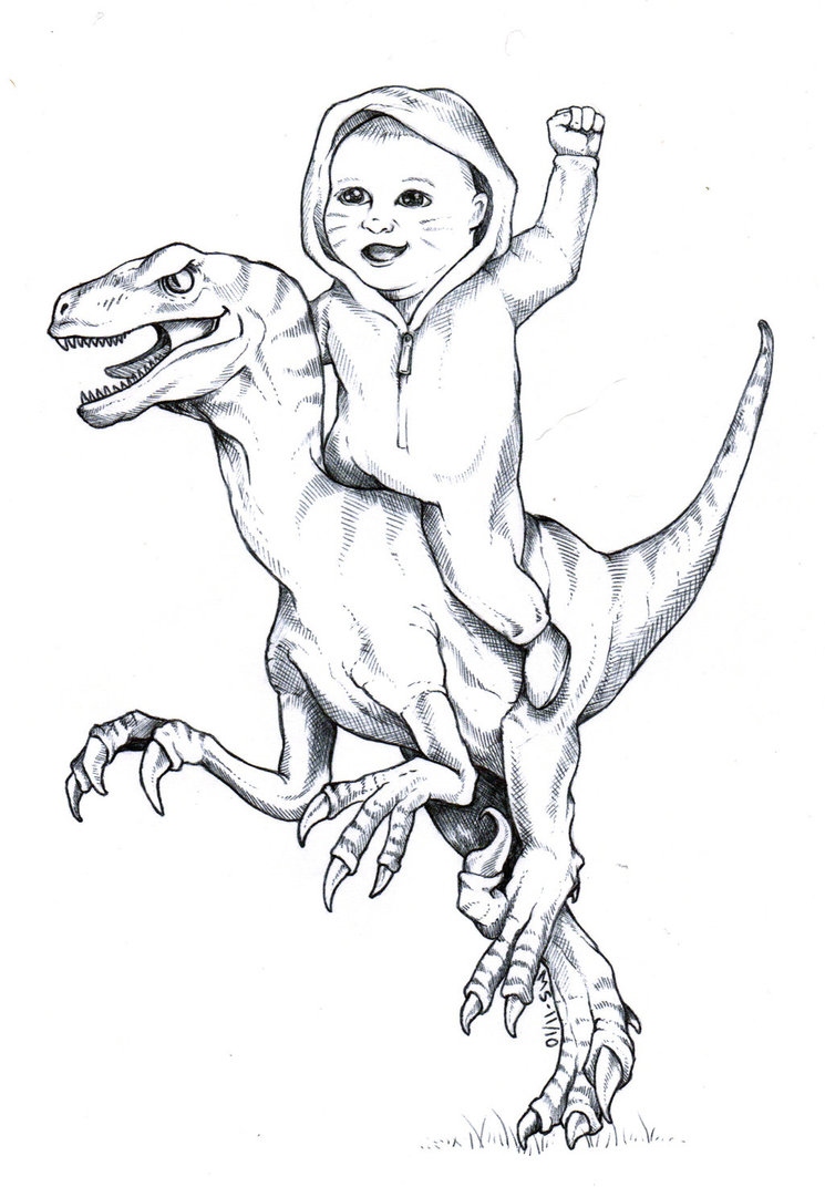 Раптор динозавр рисунок карандашом