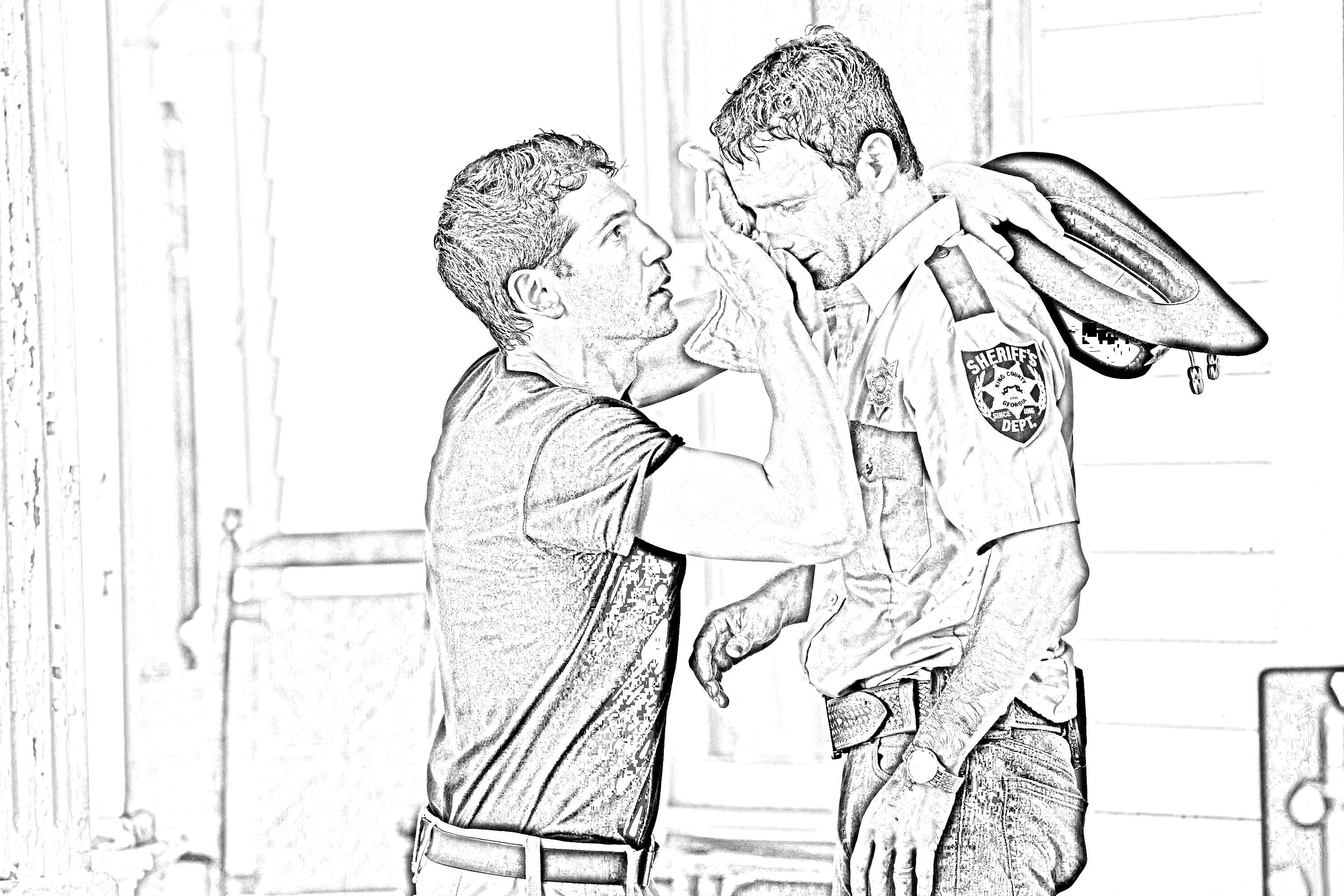 3000x2000 The Walking Dead Coloring Pages Shane And <b>Rick</b> The Walking Dead. 