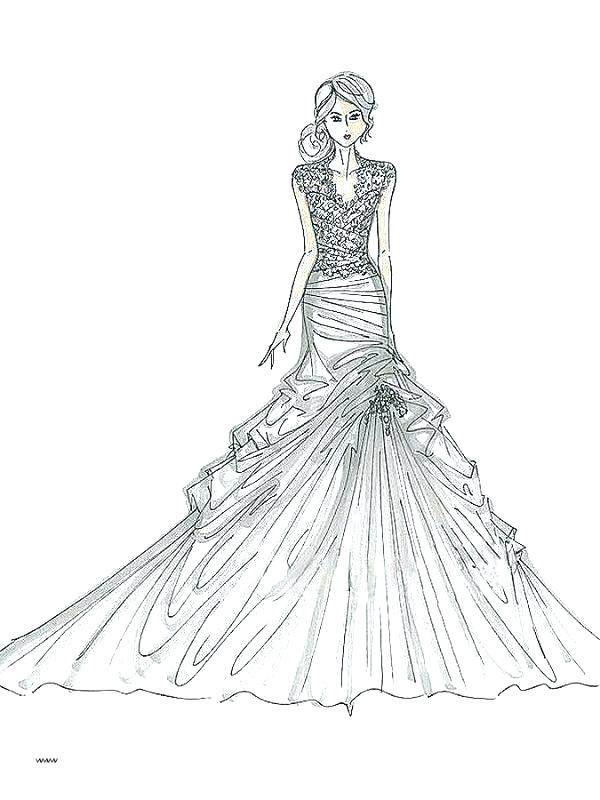 Free Wedding Dress Coloring Pages Coloringpage one