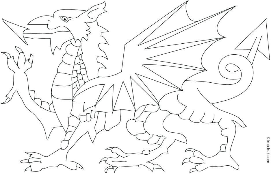  Welsh Dragon Coloring Page with simple drawing