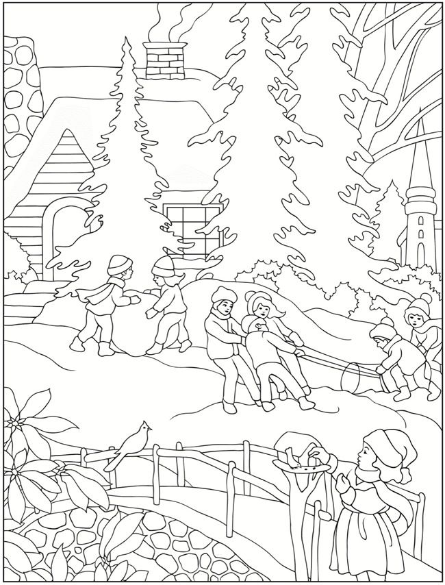 Winter Landscape Coloring Pages at GetColorings.com | Free printable ...
