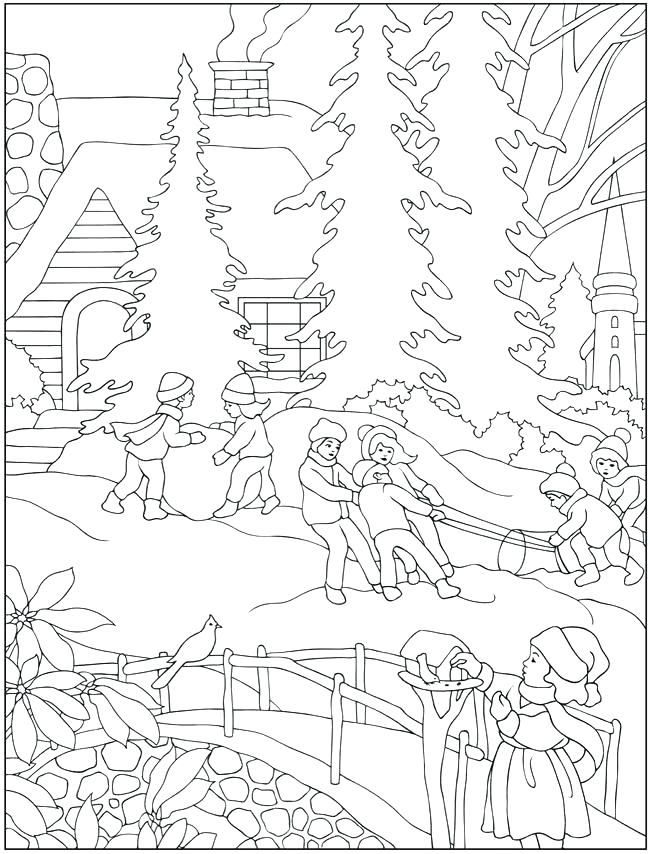 Winter Scene Coloring Pages For Adults at GetColorings.com | Free