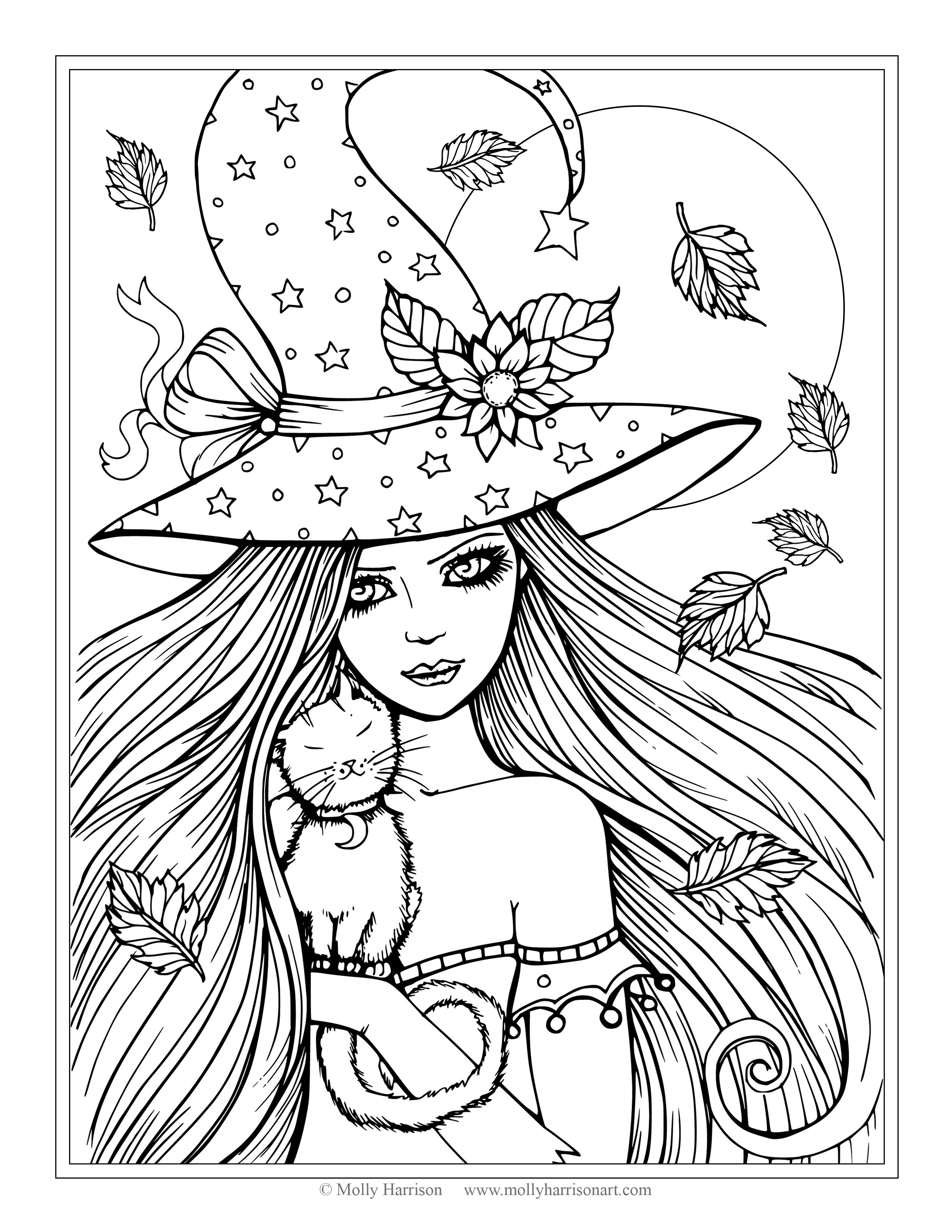Witch Coloring Pages For Adults at GetColorings.com | Free printable