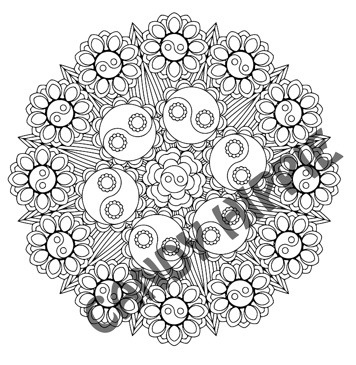 Yin Yang Mandala Coloring Pages At Free Printable