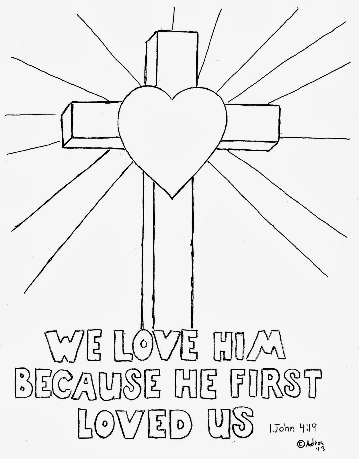 1 John 419 001 Cross Coloring Page 1252x1600 1 John 419 001 Cross Coloring Page