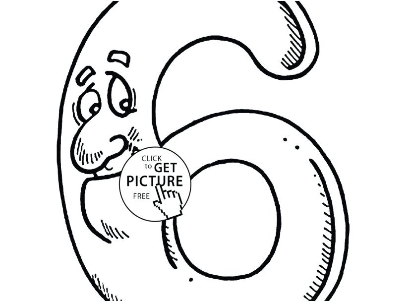 Coloring Number 6 Number 1 Coloring Page Collection Funny 6 827x609 Coloring Number 6 Number 1 Coloring Page Collection Funny 6