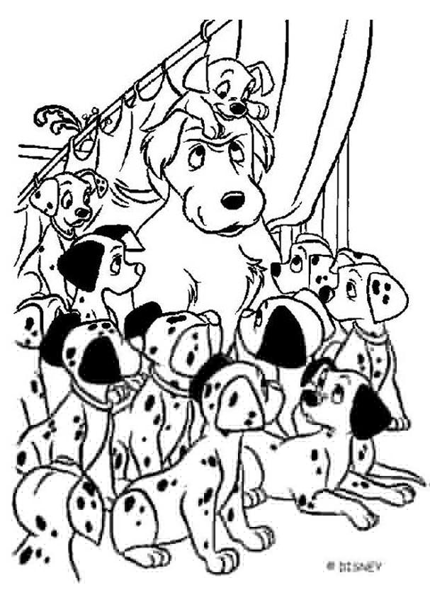 Color This Adorable 101 Dalmatians Coloring Page Of All The Babies 607x850 Color This Adorable 101 Dalmatians Coloring Page Of All The Babies