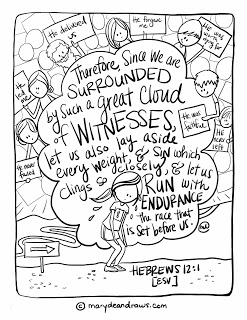 247x320 Surrounded By Witnesses + A Hebrews 121 Bible Verse Coloring Page