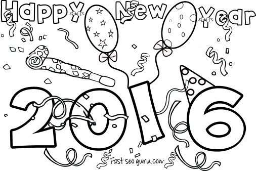Happy New Year 2016 Coloring Pages For Kids 506x338 Happy New Year 2016 Coloring Pages For Kids