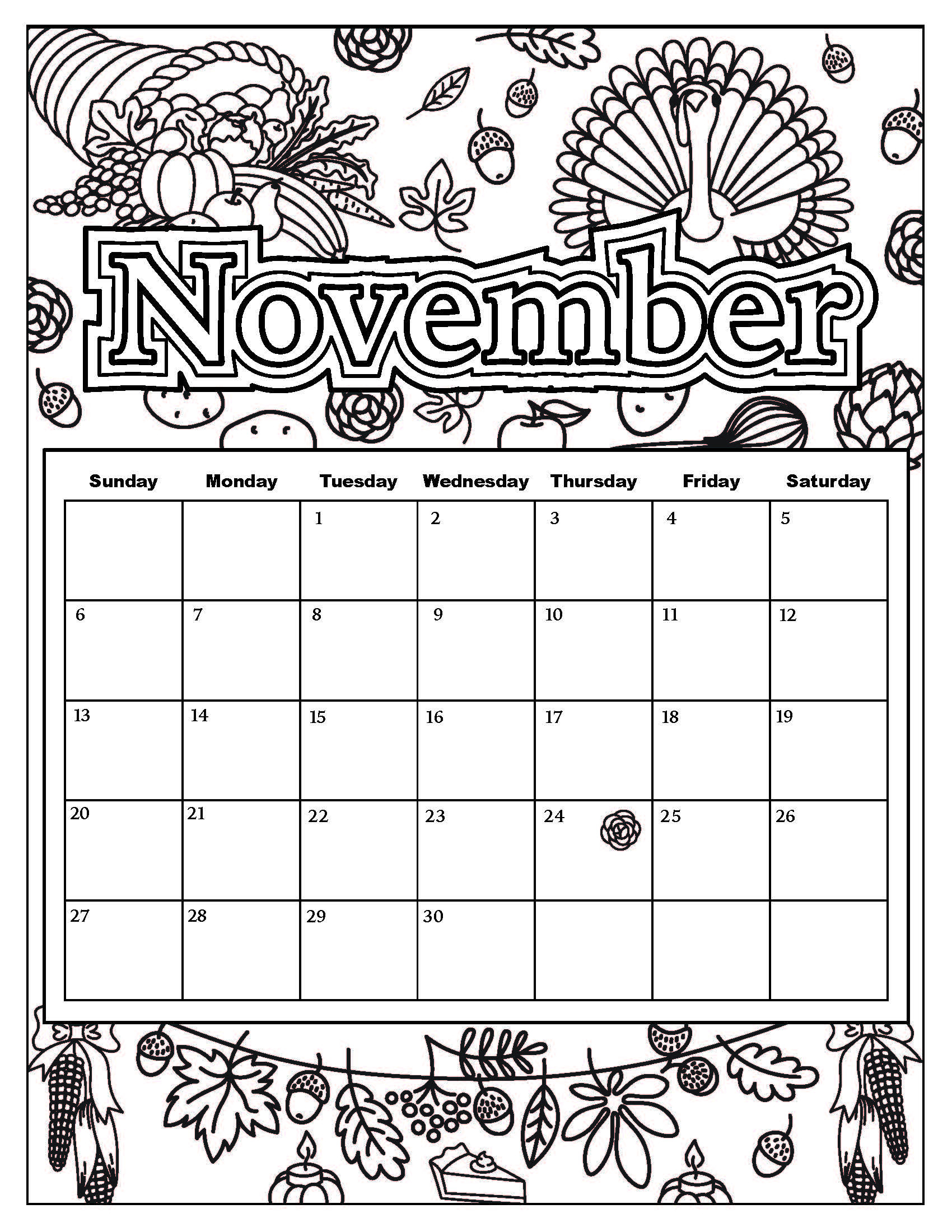 1700x2200 Calendar Coloring Pages 2017