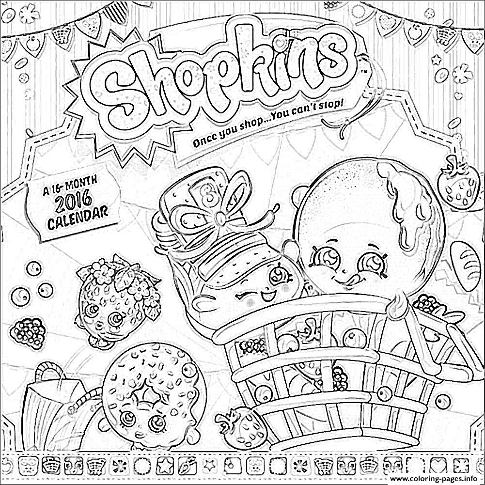 1001x1001 Shopkins Calendar 2016 Coloring Pages Printable