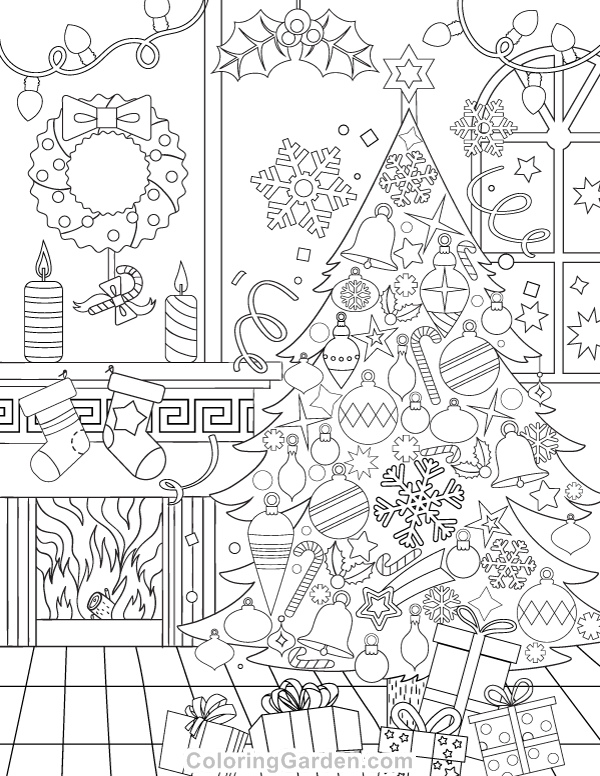 600x776 Free Printable Christmas Adult Coloring Page. Download It In Pdf